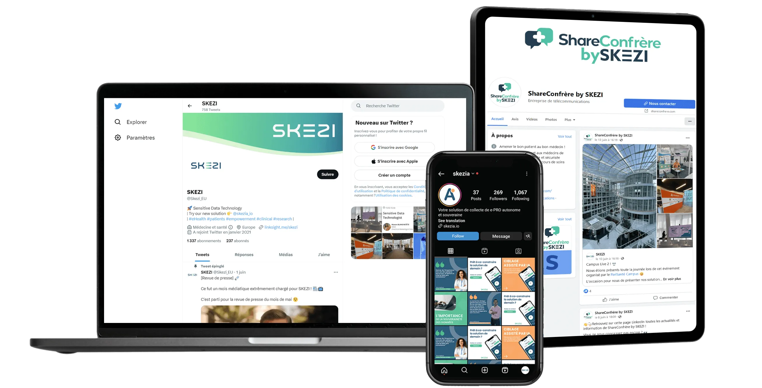 Réseaux sociaux de SKEZI SKEZIA et ShareConfrere